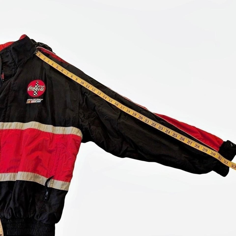 Nascar Coca Cola Black Red Vintage Racing Jacket Hidden Hood XL Streetwear - Picture 3 of 8